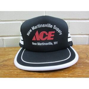 Vintage NOS - 80s ACE Hardware 3 Stripe Mesh Snapback Trucker Hat West Virginia